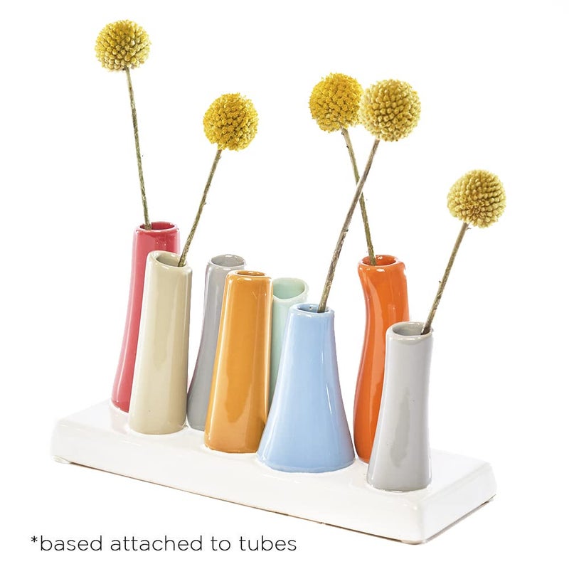 Chive - Pooley 2, Ceramic Flower Vase, 8-Tube Shape (Orange) - Image 3